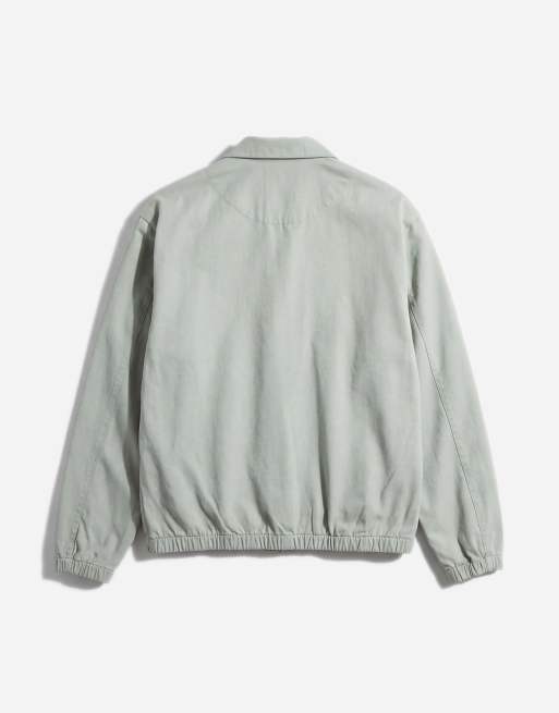 ASOS DESIGN cotton harrington jacket in sage green, 7 of 7