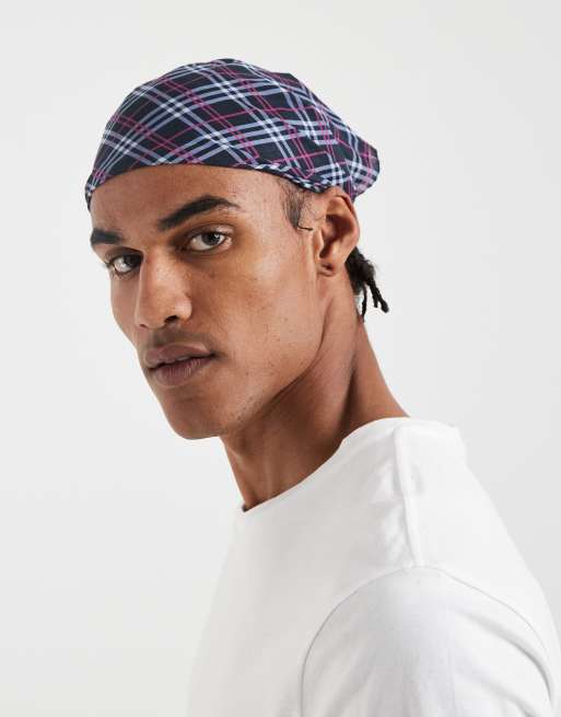 ASOS DESIGN cotton heritage plaid bandana in blue , 3 of 3