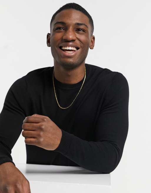 ASOS DESIGN cotton jumper in black, 3 of 4