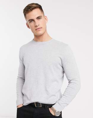 ASOS DESIGN cotton jumper in light grey | ASOS