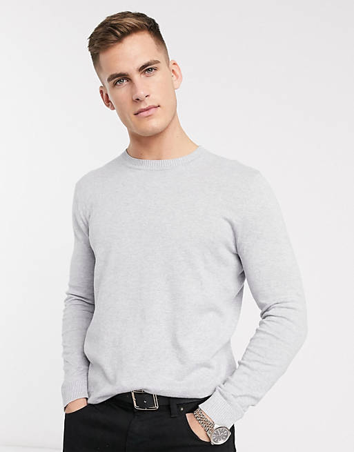 ASOS DESIGN cotton jumper in light grey
