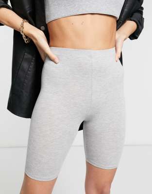 Asos Design Hourglass Cotton Legging Short In Gray Heather-grey