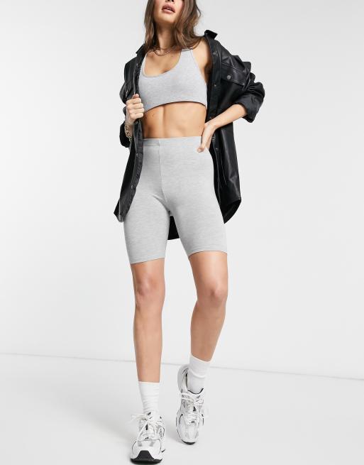 ASOS DESIGN cotton legging short in gray marl