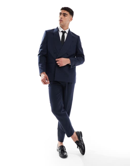 ASOS DESIGN cotton linen blend regular suit in navy