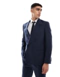 [ASOS DESIGN] ASOS DESIGN cotton linen blend regular suit jacket in navy Chest 36 Regular NAVY