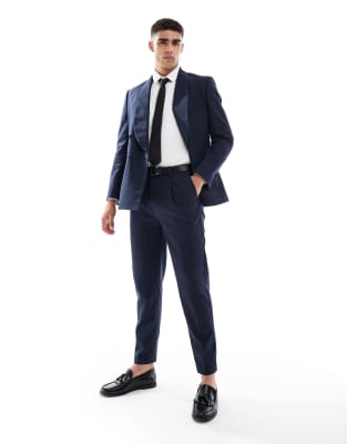 Asos Design Cotton Linen Blend Regular Suit Jacket In Blue