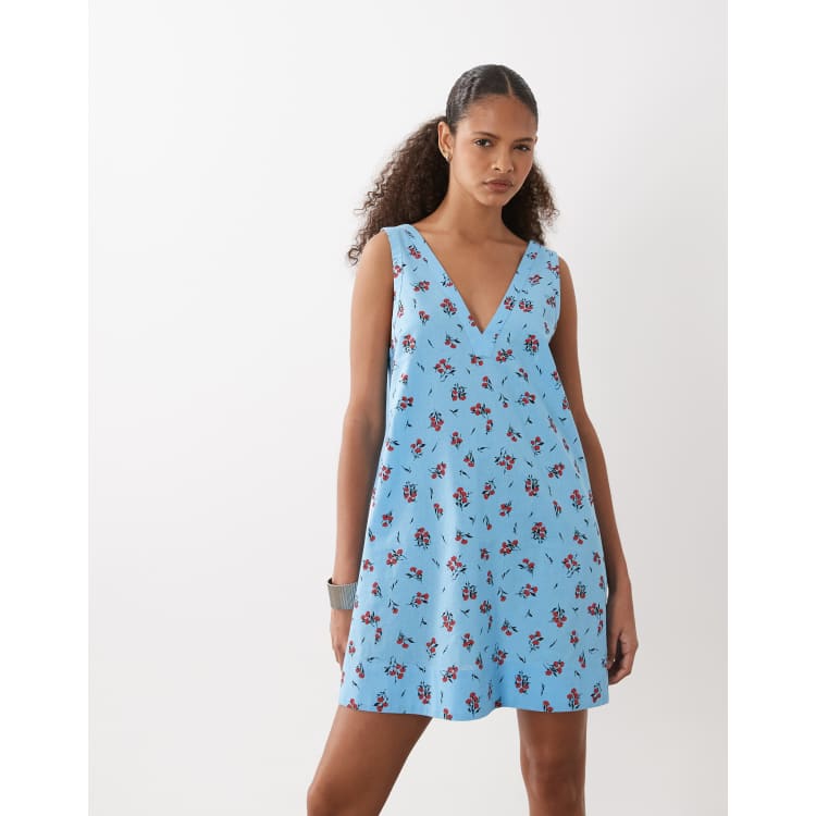 asos design mini reversible cotton slub smock dress ASOS DESIGN mini smock dress with bow front and lace trims in bow print
