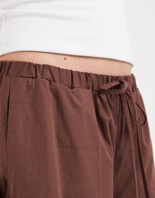 ASOS DESIGN cotton longline bermuda short in chocolate, 3 of 5