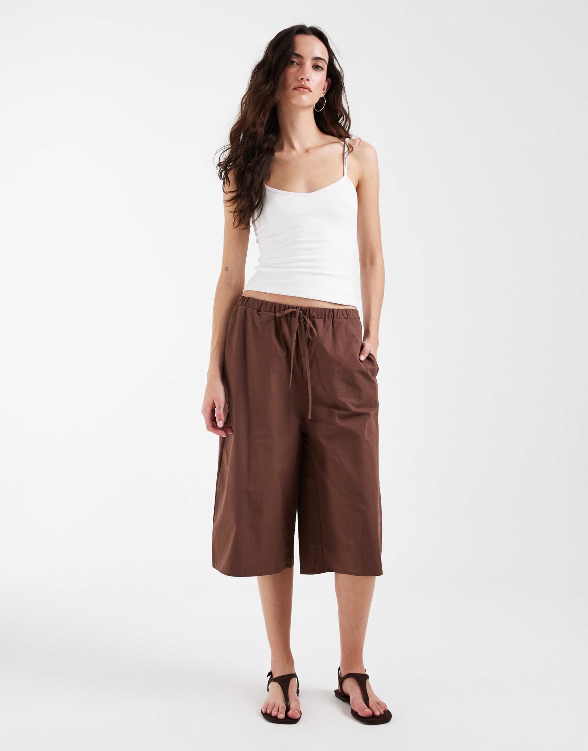 asos design cotton longline bermuda shorts in chocolate