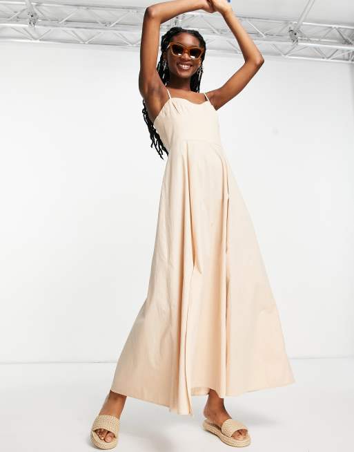 ASOS DESIGN cotton maxi dress in stone