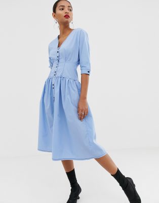 blue midi dress asos