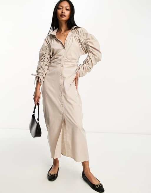 Cotton midi shirt dress