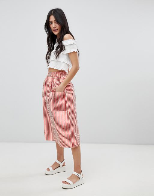 Asos cotton midi outlet skirt