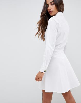 white skater shirt dress