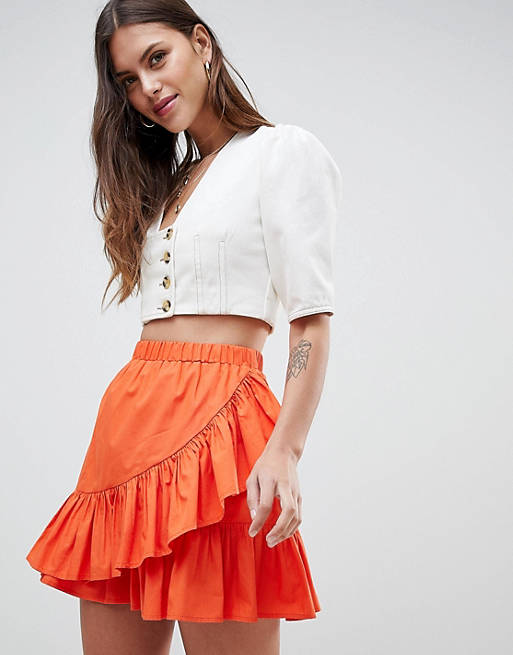 ASOS DESIGN cotton mini skirt with wrap detail