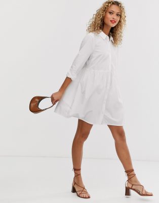 white shirt smock dress