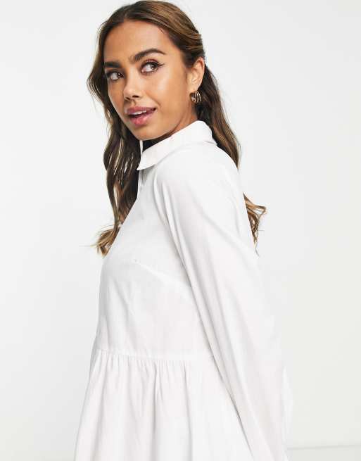 ASOS DESIGN Maternity cotton mini smock shirt dress in white