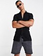 ASOS DESIGN cotton muscle fit jersey shirt in black - BLACK