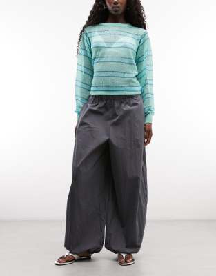 Asos Design Cotton Nylon Blend Pull On Balloon Pants In Gray