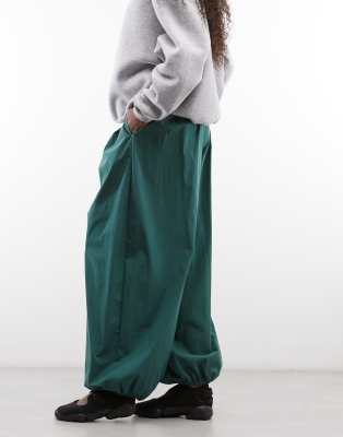 Asos Design Cotton-nylon Blend Pull On Balloon Pants In Green