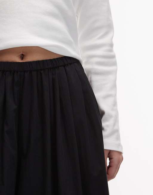 ASOS DESIGN cotton nylon super wide leg pants in black, 5 of 5
