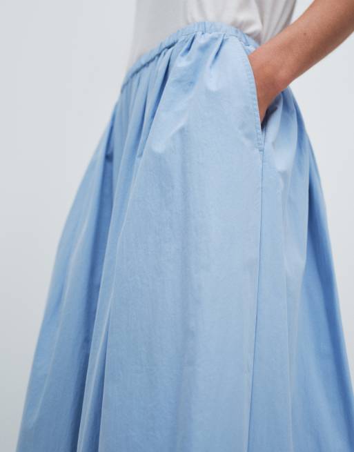 ASOS DESIGN cotton nylon super wide leg trousers in blue, 4 of 10
