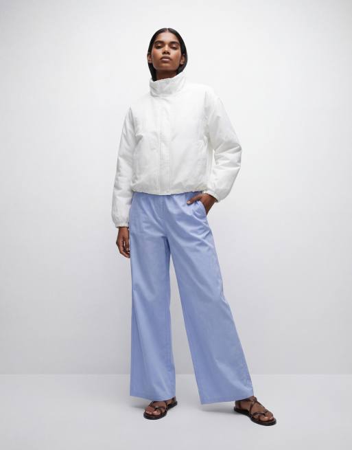 ASOS DESIGN cotton nylon super wide leg trousers in blue, 9 of 10