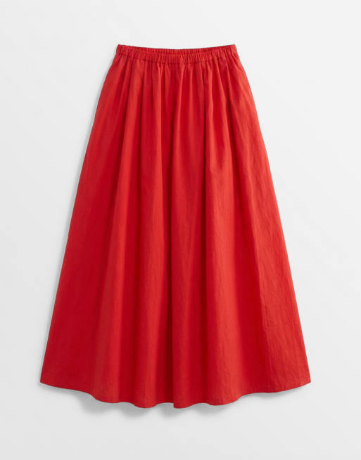 ASOS DESIGN cotton nylon super wide leg trousers in red, 6 of 9
