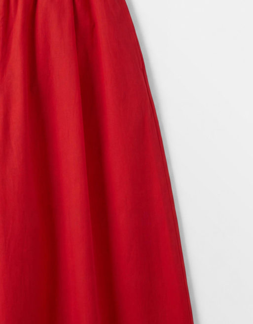 ASOS DESIGN cotton nylon super wide leg trousers in red, 7 of 9