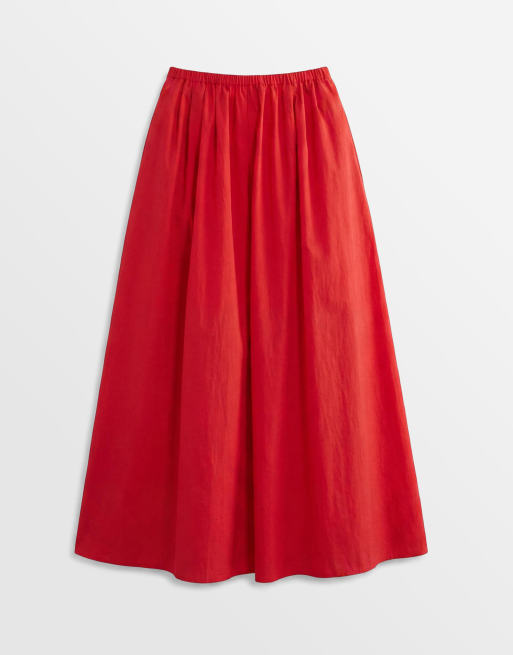 ASOS DESIGN cotton nylon super wide leg trousers in red, 9 of 9