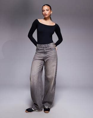 Asos Design Cotton Off Shoulder Bodysuit In Black