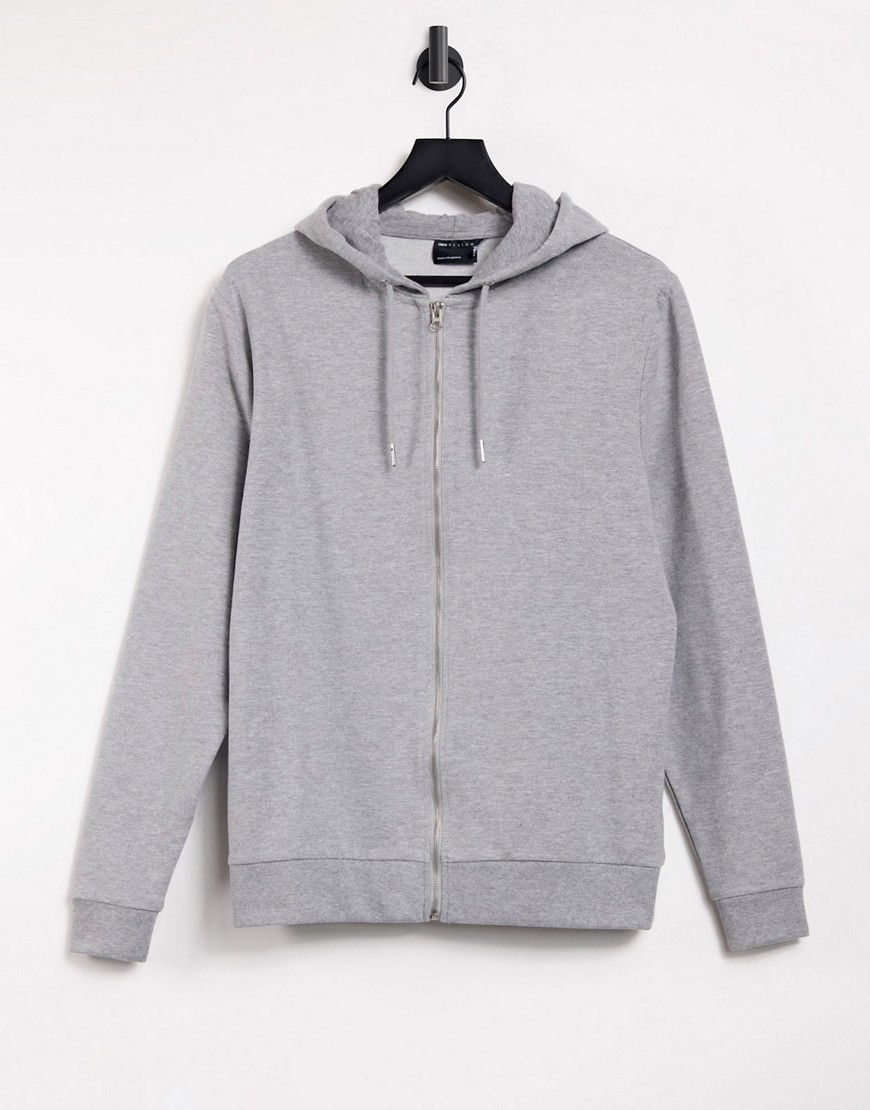 ASOS DESIGN cotton organic blend lightweight hoodie in gray heather-Grey