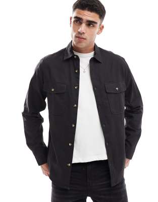 ASOS DESIGN cotton overshirt in black