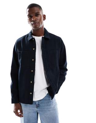 Asos Design Cotton Overshirt In Black