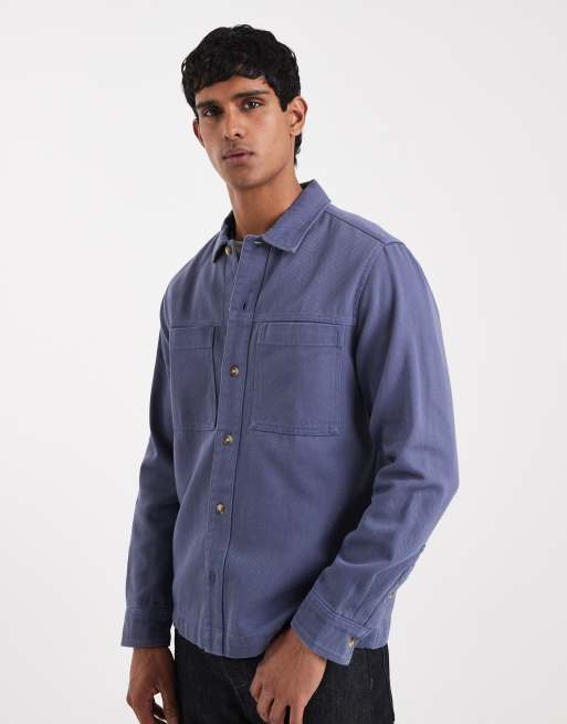 ASOS DESIGN cotton overshirt in blue