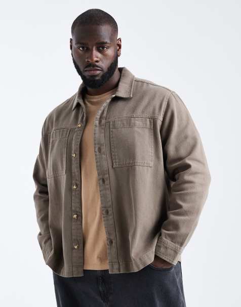 ASOS DESIGN cotton overshirt in brown - view 1