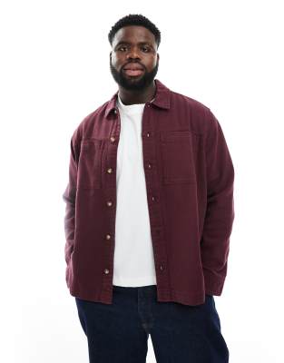 Asos Design Cotton Overshirt In Red