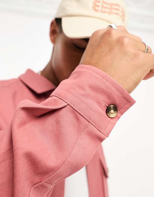 ASOS DESIGN cotton overshirt in dusty pink, 2 of 4