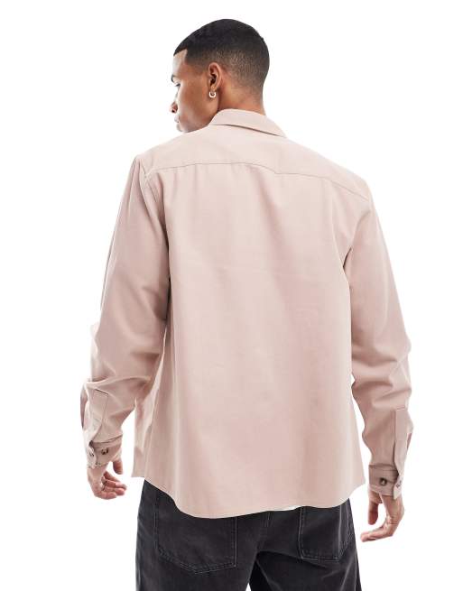 ASOS DESIGN cotton overshirt in dusty pink
