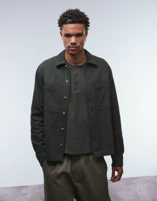 Asos Design Cotton Overshirt In Green
