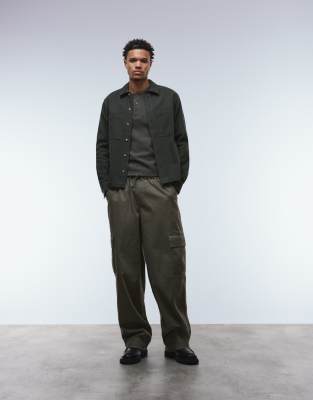 Asos Design Cotton Overshirt In Green