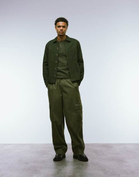 ASOS DESIGN cotton overshirt in khaki - view 1