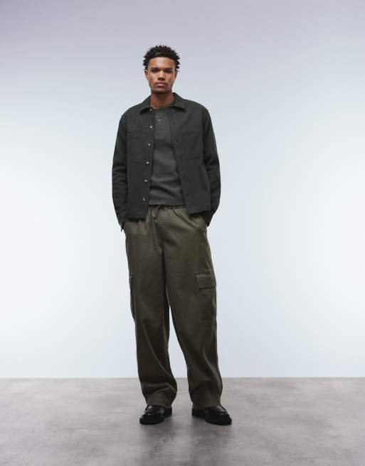 ASOS DESIGN cotton overshirt in khaki