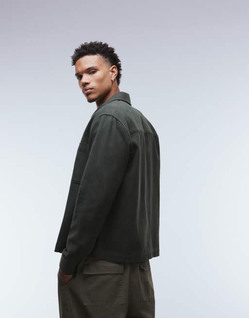ASOS DESIGN cotton overshirt in khaki