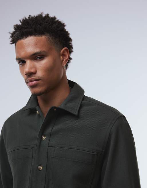 ASOS DESIGN cotton overshirt in khaki