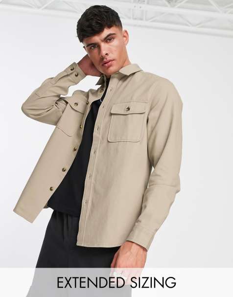 ASOS DESIGN cotton overshirt in light grey - view 1