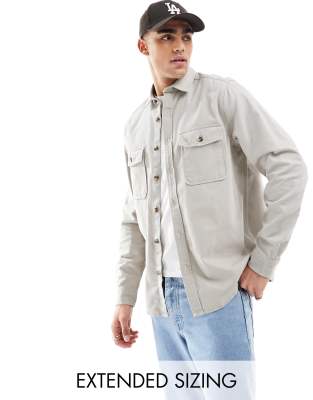 ASOS DESIGN cotton overshirt in light grey