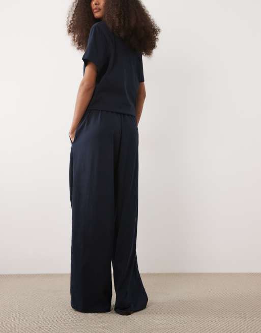 ASOS DESIGN cotton oversized balloon leg pants in navy (part of a set), 3 of 5