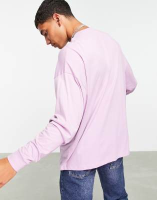 ASOS DESIGN cotton oversized long sleeve t-shirt in purple