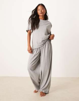 ASOS DESIGN cotton oversized pyjamas in grey | ASOS